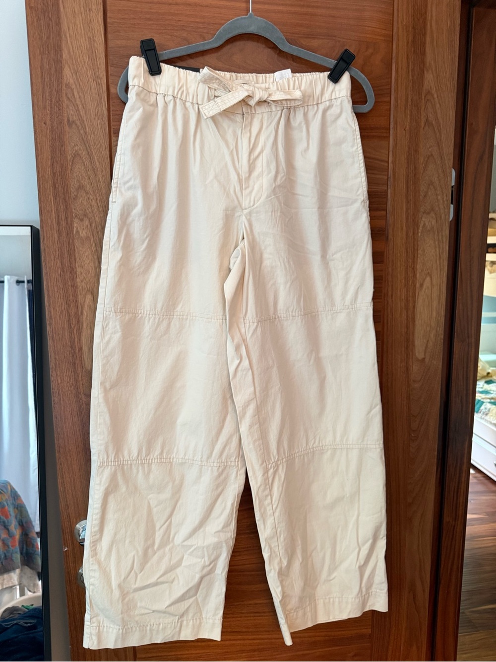 Banana Republic Cream Drawstring Wide-Leg Pants